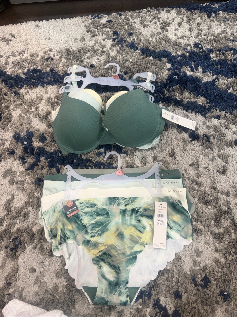 NWT Danskin Bra (3 Pack - 38C) and Underwear/Panty (5-Pack Large) set!